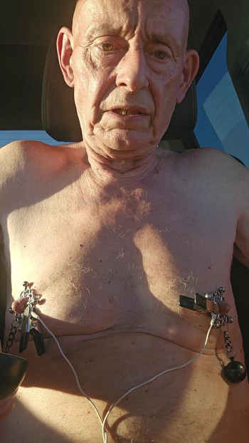 Captivating moment from "nipple torture with spiked clamps and tens unit"