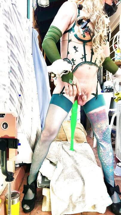 Hot Shemale with Sexy Lingerie Dildo Riding Cumshot