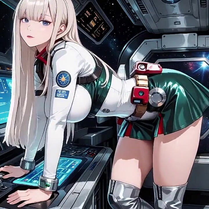 Momentos privados dentro de la nave cada vez mayor en que su uniforme blanco es estirado a la perfección