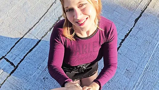 Almost Caught having Sex with Shameless Big Boobs Girl on Public Terrace