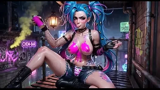 Jinx lewd ıslak azdırma derlemesi büyük memeler ve ahegao