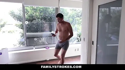 Teen cutie Taylor Reed gets surprised by big step-bro in the shower