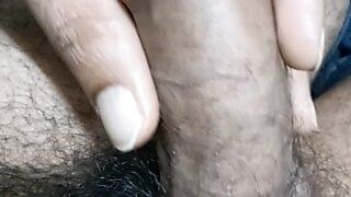 Hairy cock stroking for cum