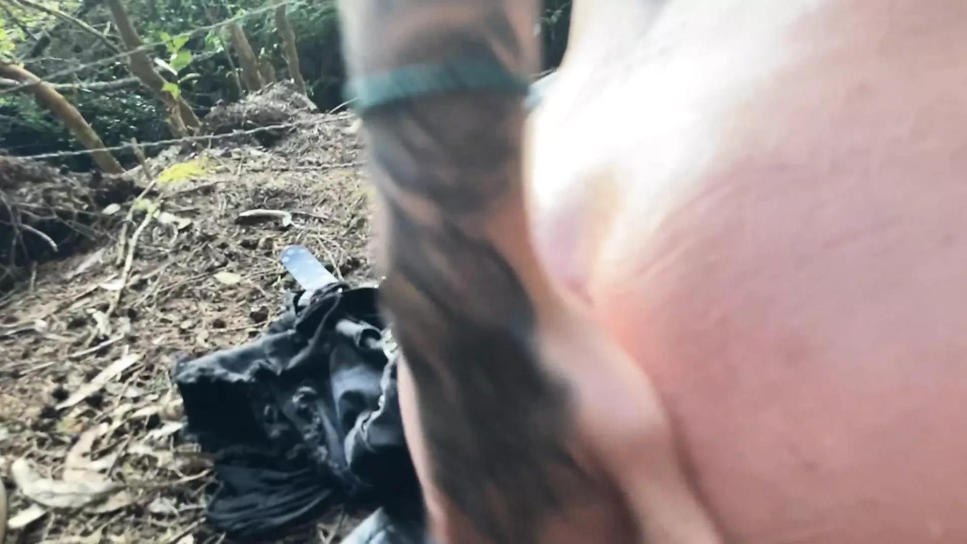 gothic girl sucks a big cock in the middle of the forest