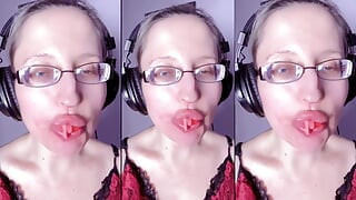 Asmr Teeth candy essen - Asmr, Augenbrille, Gianess, lippenstift, große lippen, Mough, Essen, Gesichtsfetisch, lange Nägel