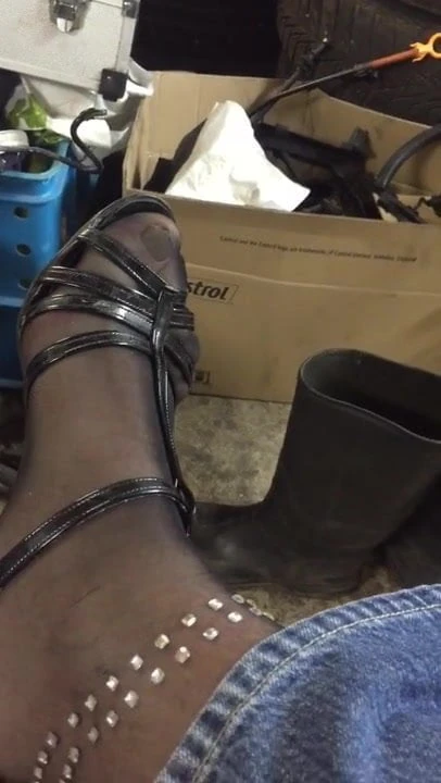 Pantyhose and sandal and Boots and jeans