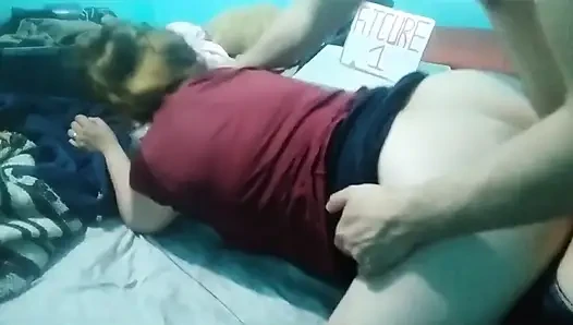 Doggy Style Action on Big Bed: Filming From Behind to the Side