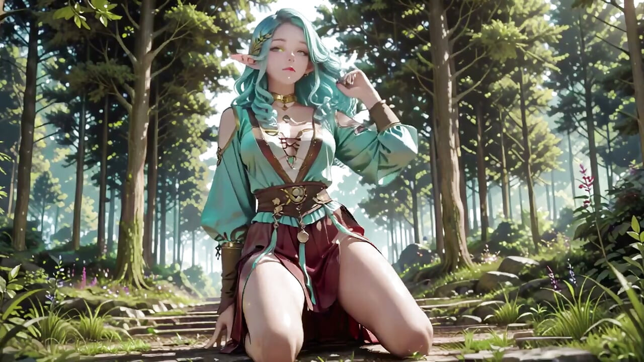 Forest Fantasy! Green-haired Mage & Blue Elf in a Private Walk