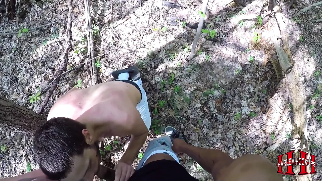 Threesome sucking cock in the park