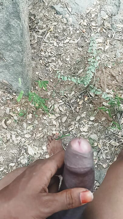 Tamil village boy flashing forest in old women