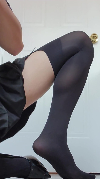Stunning moment from "Crossdressing Secretary Takes a Bathroom Break"