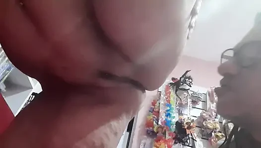 Woman happy to cum on a big thick cock