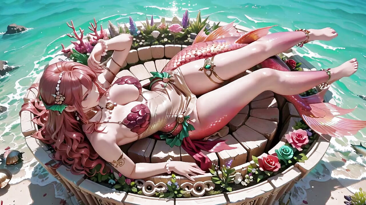 Deep Sea Fantasy! The Pink-Haired Mermaid Queen lounges in the azure palace.