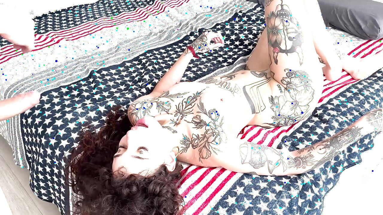 Tattooed babe destroyed by her neighbor's big cock!