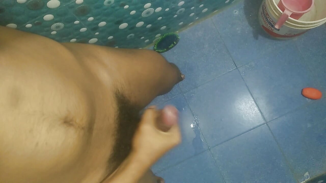 Young desi boy naked in bathroom jerking his dick