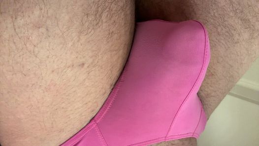 Wanking in Pink Thong and Cick Ring