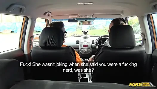 Fake Driving College - aksi mahasiswi nakal ini lagi asik nyepong kontol sampai dicrot di dalam
