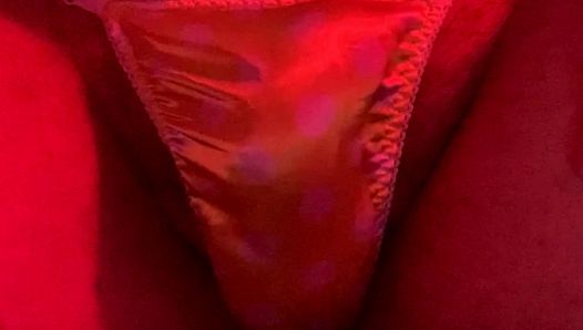 Playing with my bulge in a tiny yellow sissy satin thong