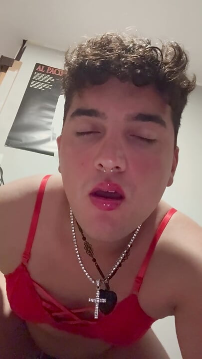 Sissy boy uses sex machine