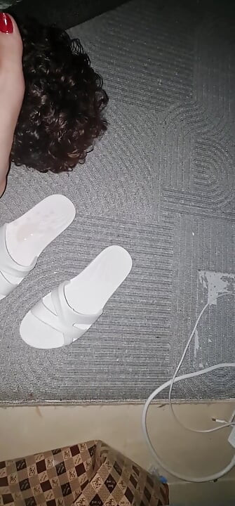 My Cuckold Slave Cum on My Slipper