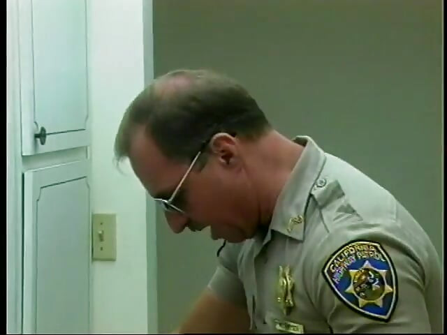 Wild handsome cop gives blowy with passion in the office