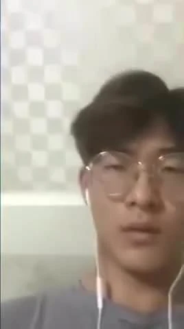 Korean boy with glasses cum frontal to camera