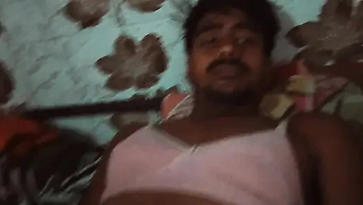 Massage of a big penis with black hair