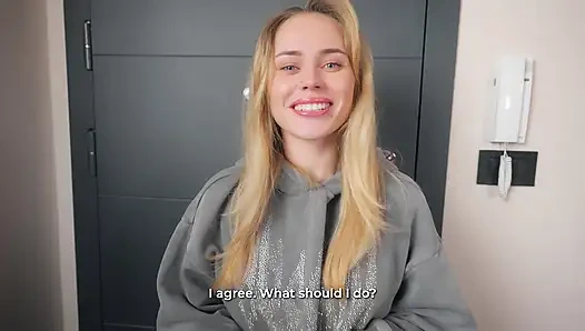 Она съела мою доставку... Поэтому я заставила ее расплатиться с ее тугой розовой киской