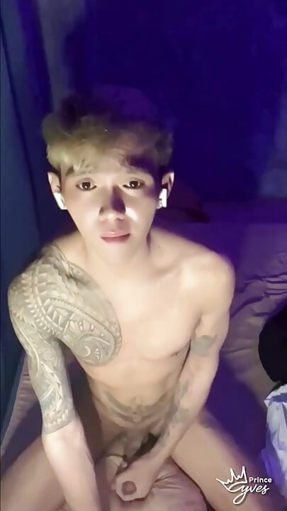 Filipino Inked Horny Twink Teasing and Masturbating Until He Cums