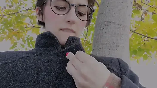 Flashing tits on a field