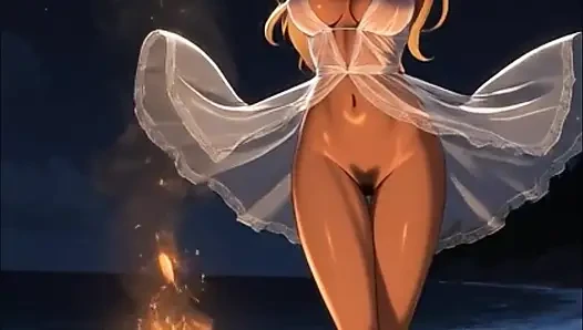 Campfire Cutie by the Beach - Seductive Electric Guitar instrumental music video for relaxing or background music
