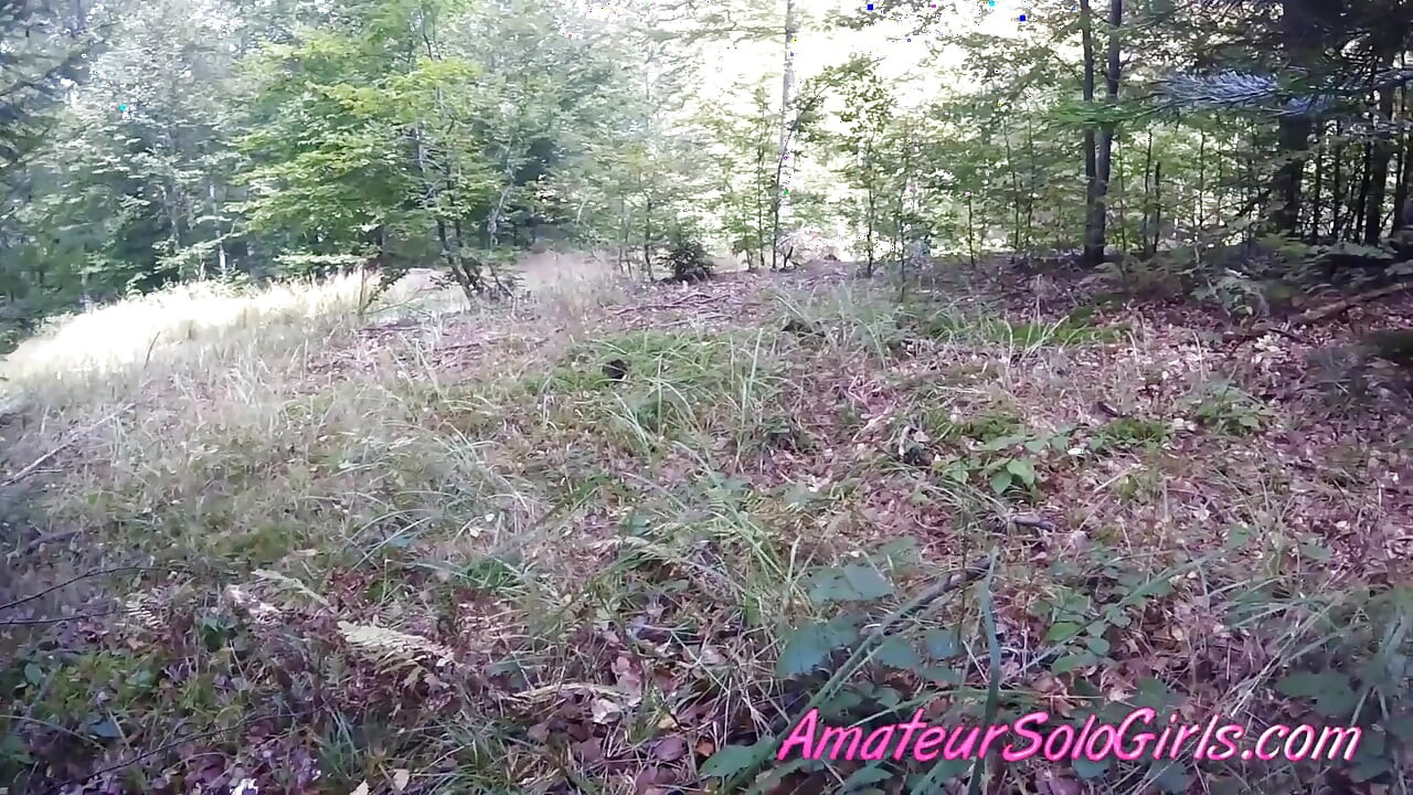 Mature man watches girl masturbate in the forest