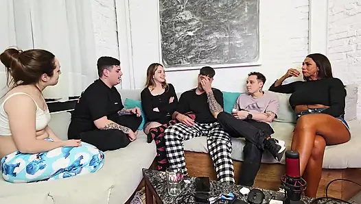 3 vs 3! Truth or dare? Game night with friends turns into amateur orgy!