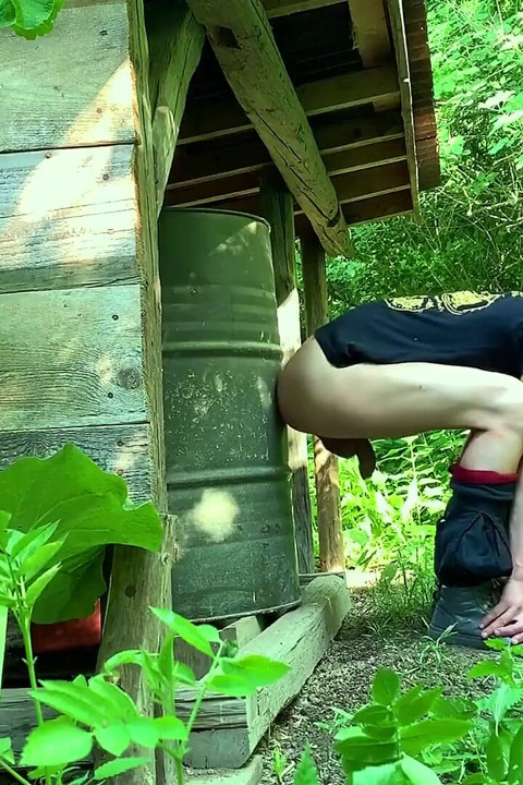 Perv Farmer Boy Sucks and Rides Black Dildo Outdoor 1