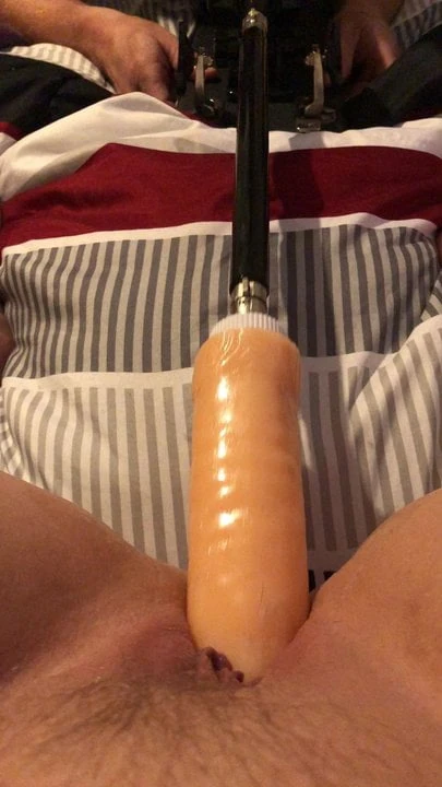 My girl fucking a machine and sucking my cock