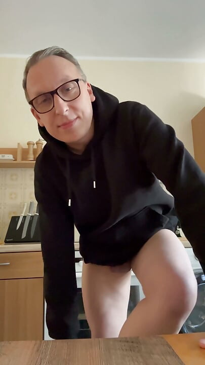 Naked and Handjob in the Kitchen with Full Cum Load