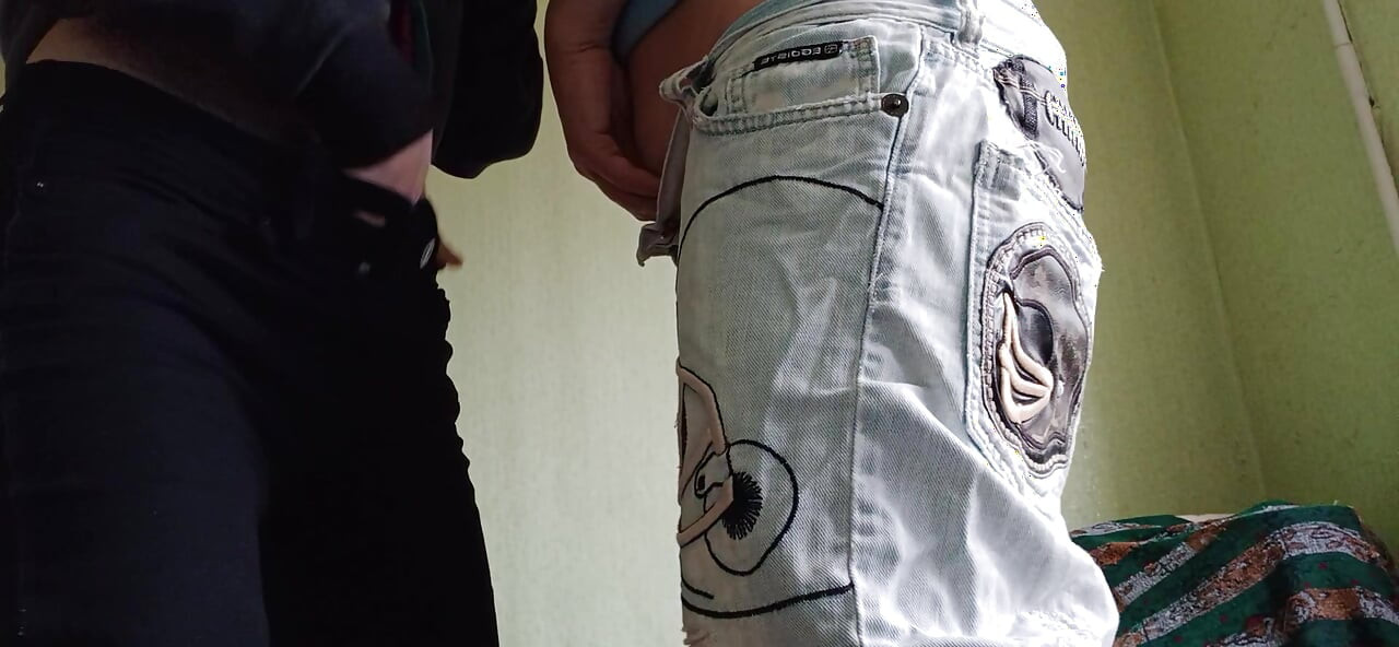 Two girlfriends masturbate and cum in jeans
