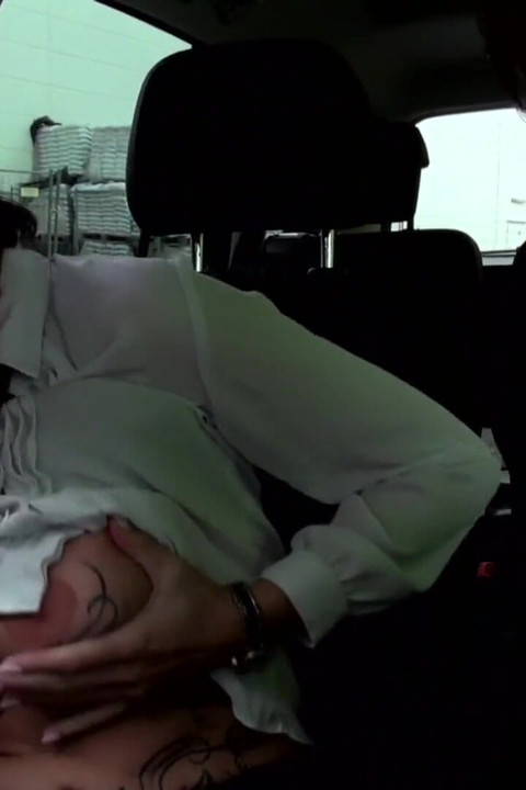 Hard sex in car with tattooed busty MILF