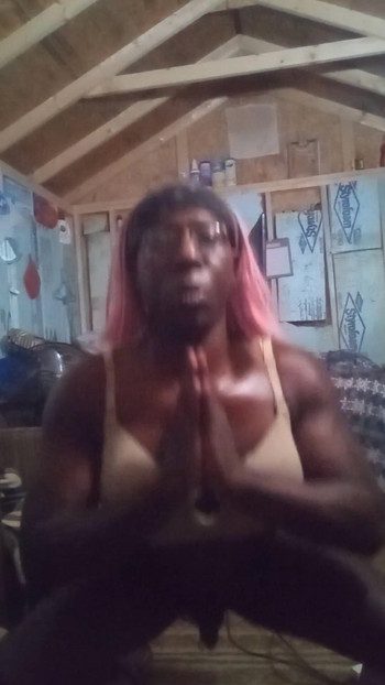 Captivating moment from "Black transgender doing squats"