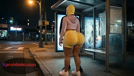 Big Ass Girlfriend Dancing Provocatively at Bus Stop