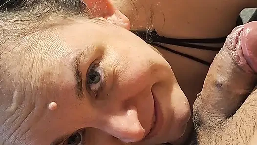 Ass licking, balls getting sucked, cum getting licked, and finally a deep throat.
