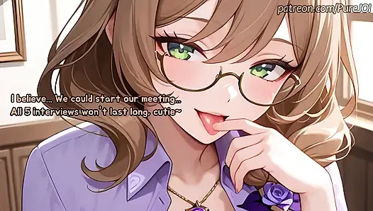 Pass 5 interviews with Genshin Impact girls to get a job (Sex JOI)