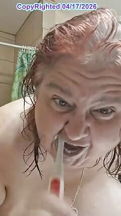 After a Hot Sshower Nurse Vicki Dries off and Does Some Other Grooming