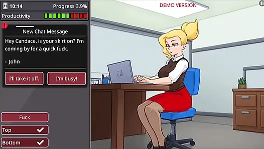 Office girl with big boobs and big ass barely working