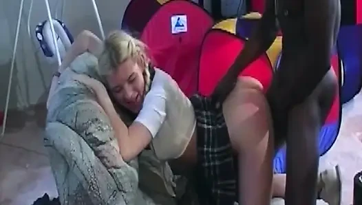 Mature Blonde MILF Takes BBC Deep in Play Tent