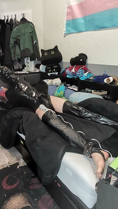 latex bondage with vibrator