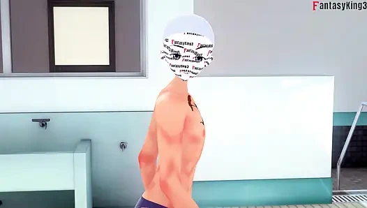 Rias & Akeno Thresome beim telefonieren und Akeno fickte im Öffentlichen Pool - EINE TÄTOWIERTE NTR Madness-Serie