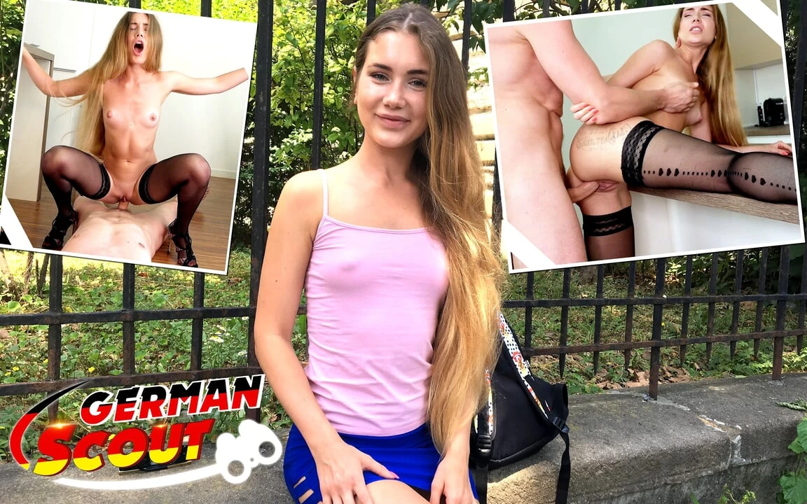 Nemački izviđač - mršava tinejdžerka Mary Rock sa malim sisama i velikim klitorisom pokupljena za kasting jebanje
