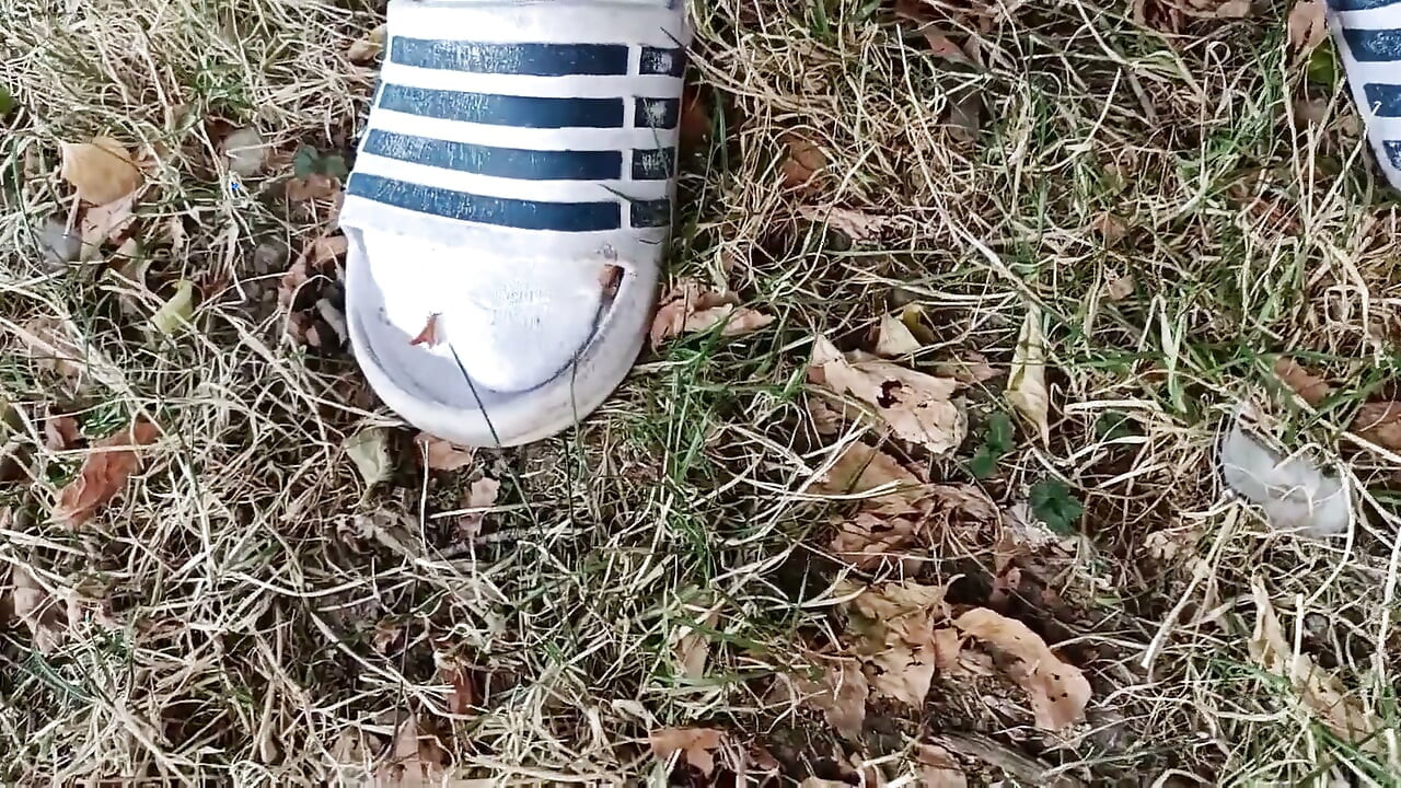 Making Socks Dirty in Slides - Used Socks and Slides and Uncut Soft Cock
