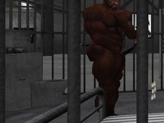 刑務所でしごく大きな黒人の囚人